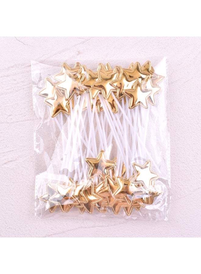 50 قطعة من زينة الكيك على شكل نجوم ذهبية لتزيين الكب كيك لحفلات أعياد الميلاد وحفلات الكشف عن جنس المولود وحفلات الخطوبة وحفلات الزفاف وحفلات العرائس - Image 2